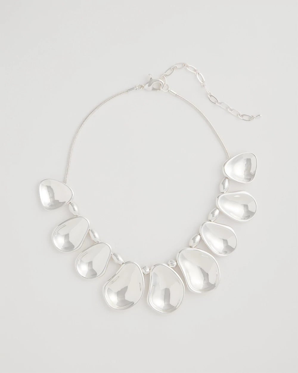 Chico's Shiny Silvertone Bib Necklace