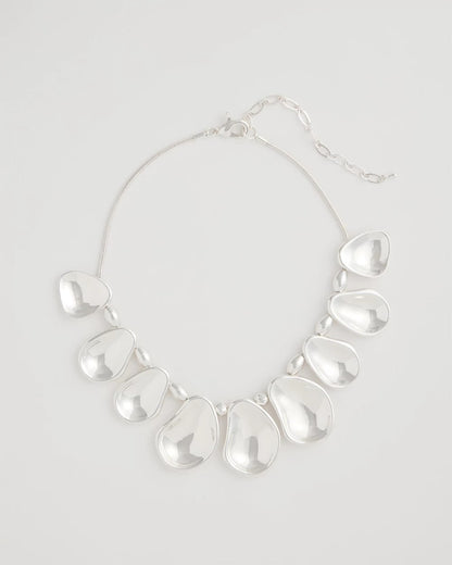 Chico's Shiny Silvertone Bib Necklace