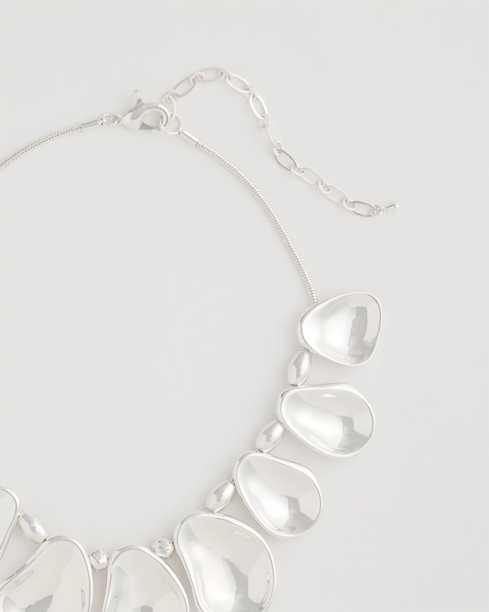 Chico's Shiny Silvertone Bib Necklace