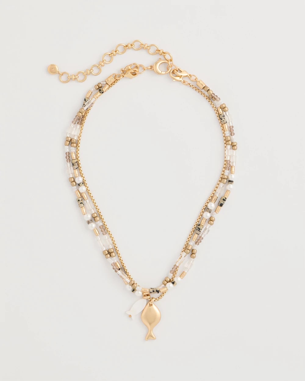 Chico's Neutral Jasper Shell Short Necklace
