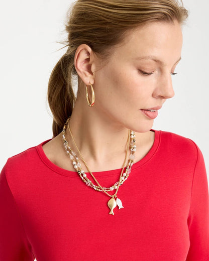 Chico's Neutral Jasper Shell Short Necklace