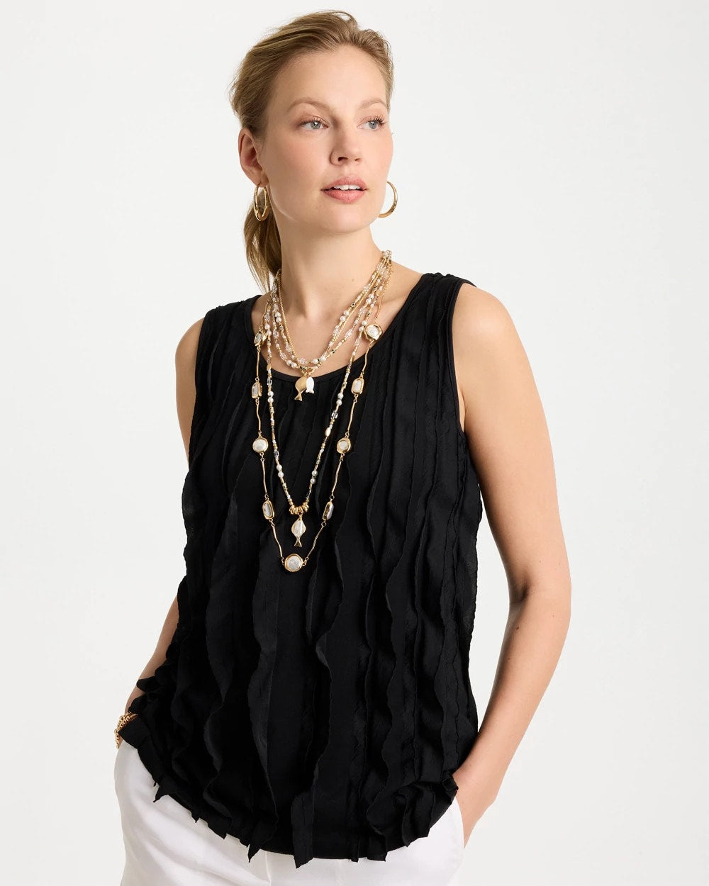 Chico's Neutral Jasper Shell Short Necklace
