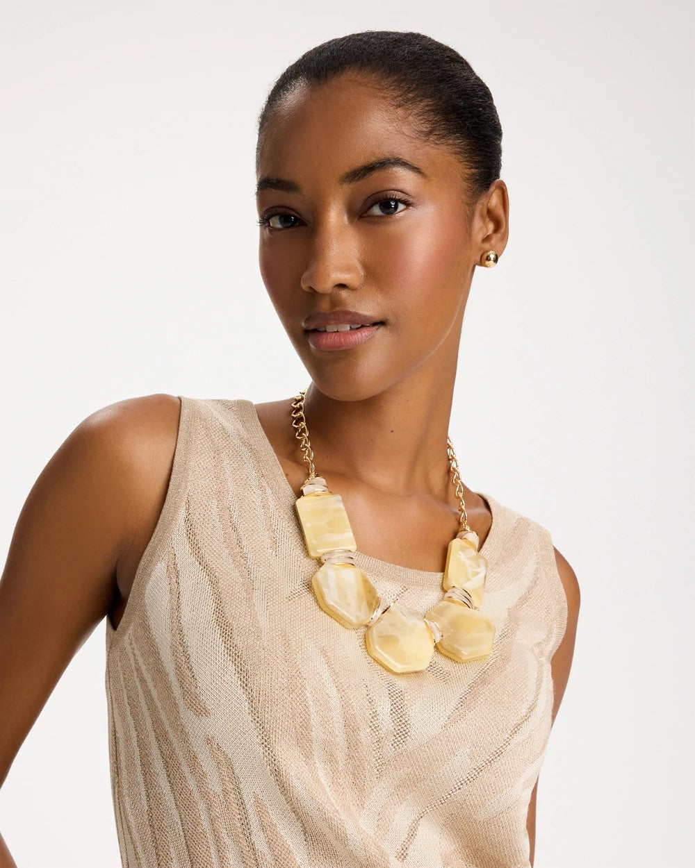 Chico's Chico's Originals Neutral Stone Bib Necklace