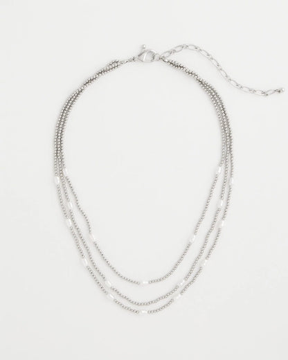 Chico's Pearlescent Bead Ball Short Necklace