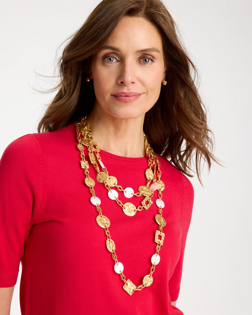 Chico's Pearl Hammered Short Necklace
