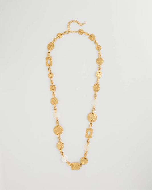 Chico's Pearl Hammered Long Necklace