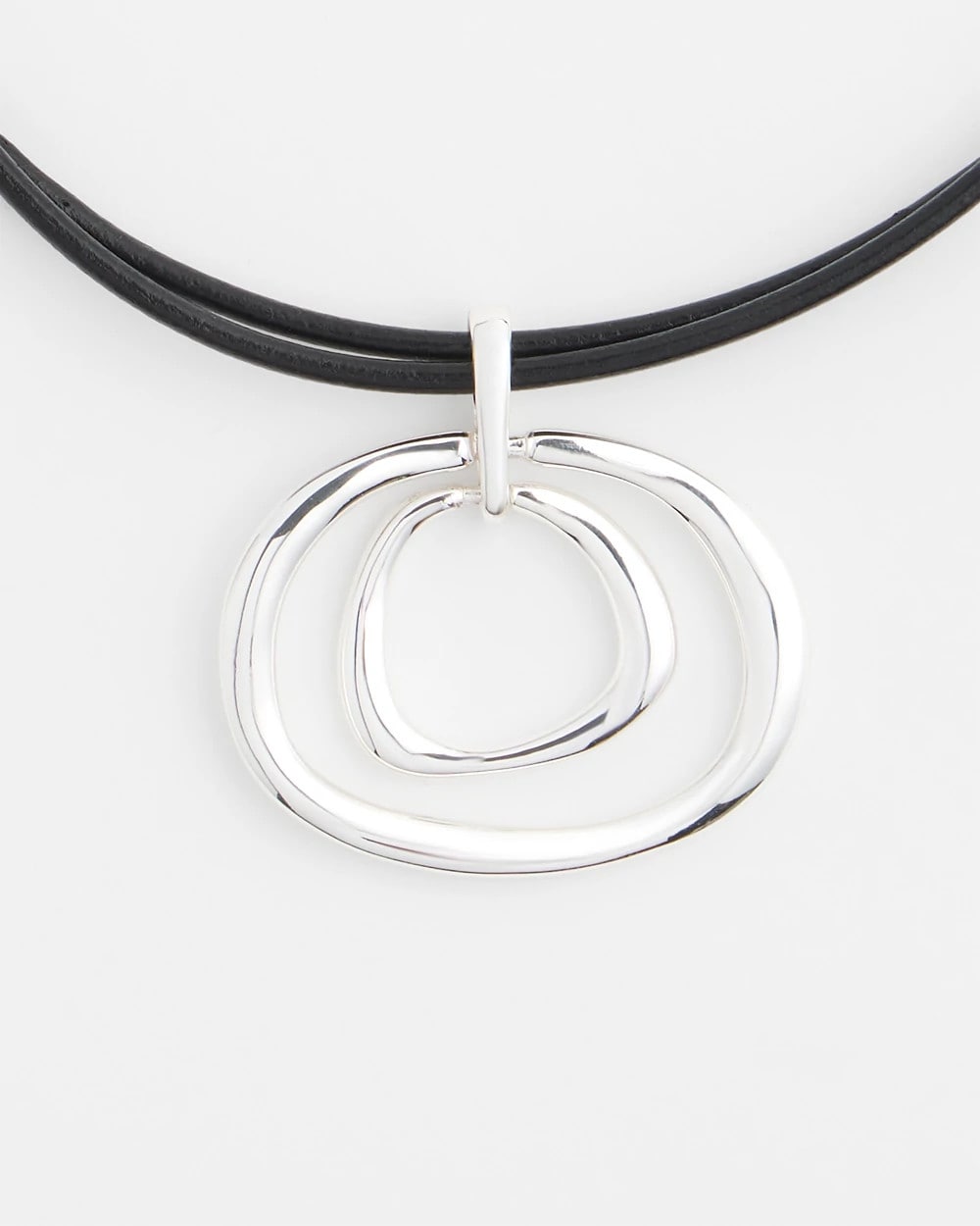 Chico's Silver Tone Rings Pendant Necklace