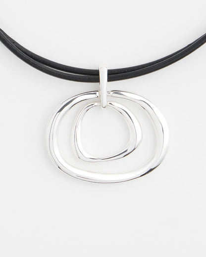Chico's Silver Tone Rings Pendant Necklace