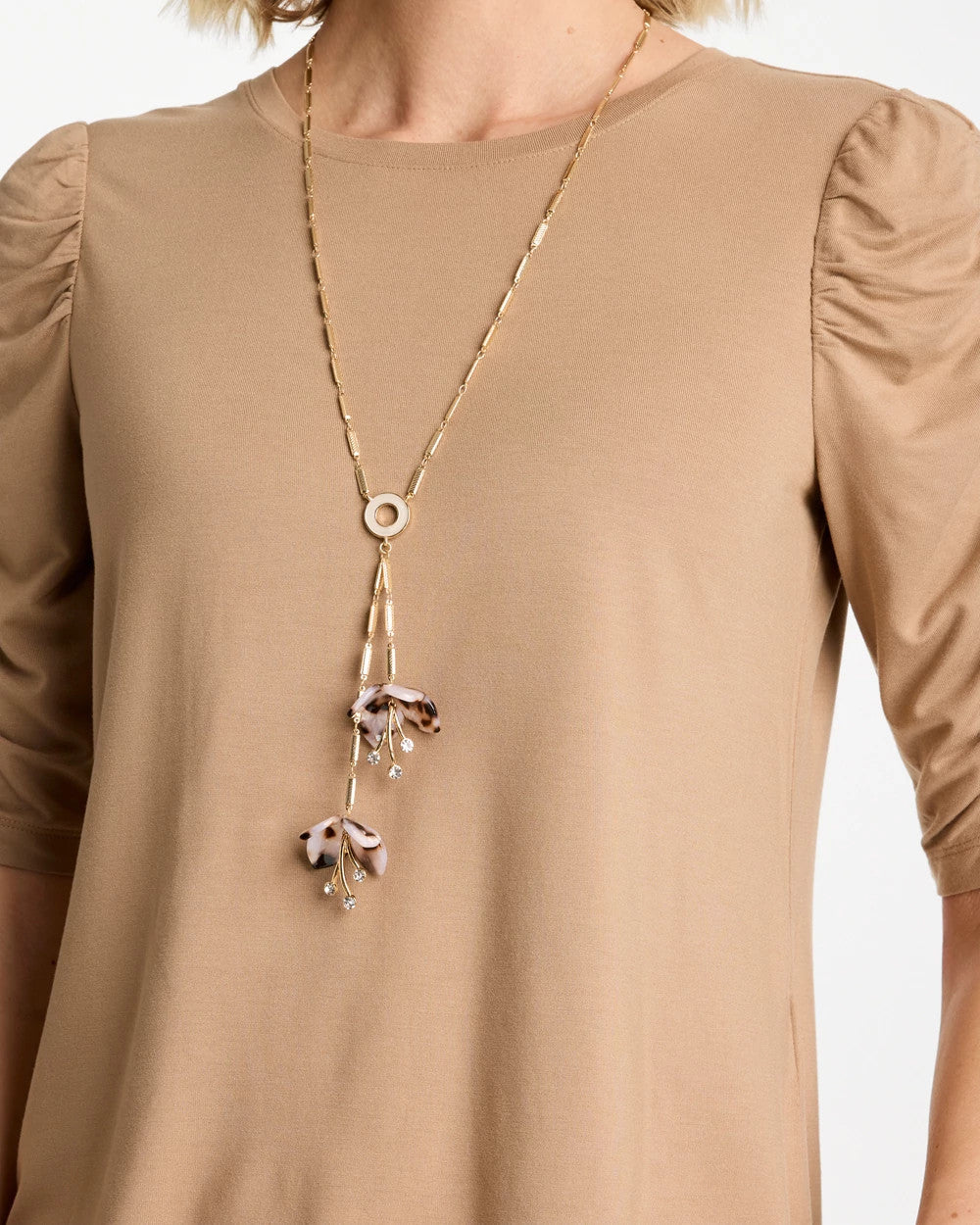 Chico's Tortoise Spider Lily Y-Necklace