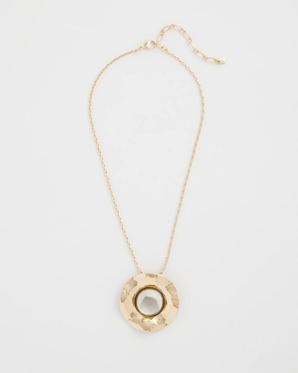 Chico's Green Gold Short Pendant Necklace