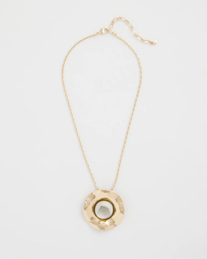 Chico's Green Gold Short Pendant Necklace