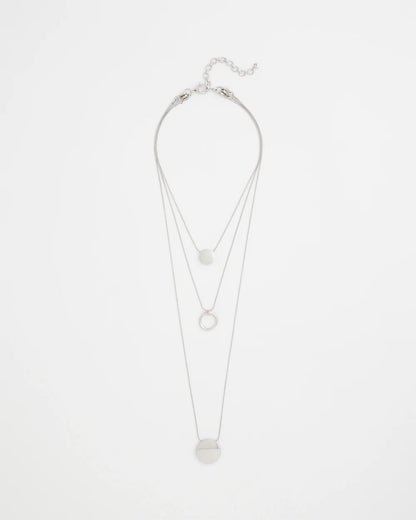 Chico's Silver Triple Pendant Necklace