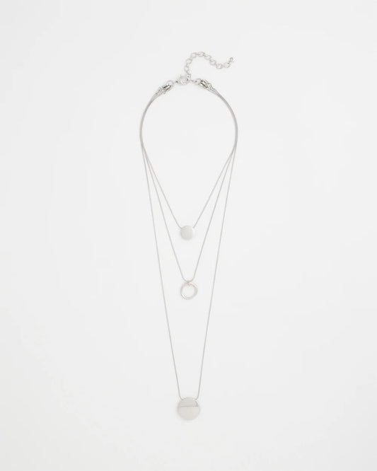 Chico's Silver Triple Pendant Necklace