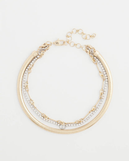 Chico's Mixed Metal Link Triple-Strand Necklace