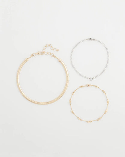 Chico's Mixed Metal Link Triple-Strand Necklace