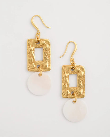 Chico's Pearl Hammered Drop Earrings
