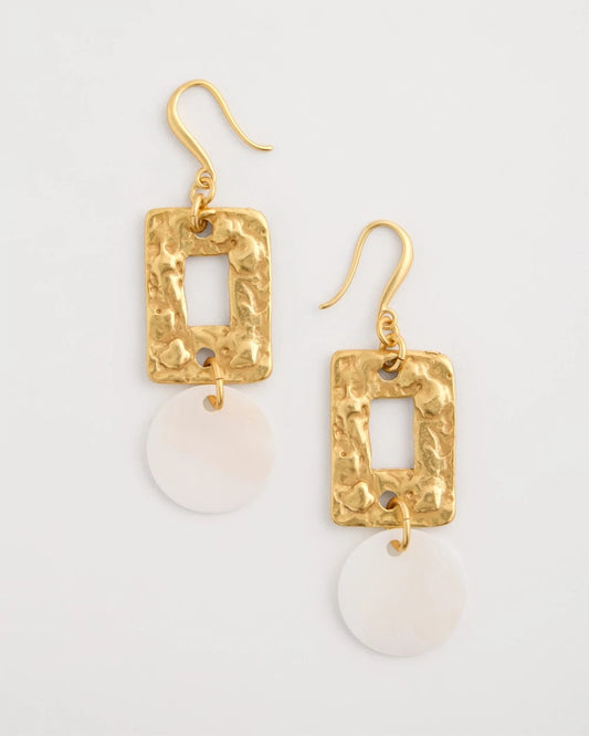 Chico's Pearl Hammered Drop Earrings