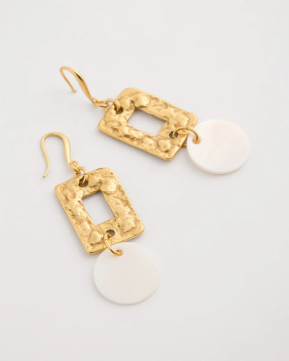 Chico's Pearl Hammered Drop Earrings
