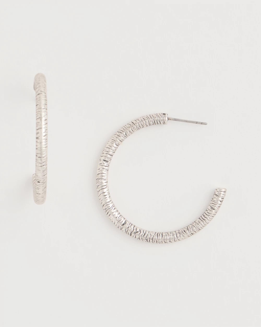 Chico's Silvertone Textured Hoop Earrings