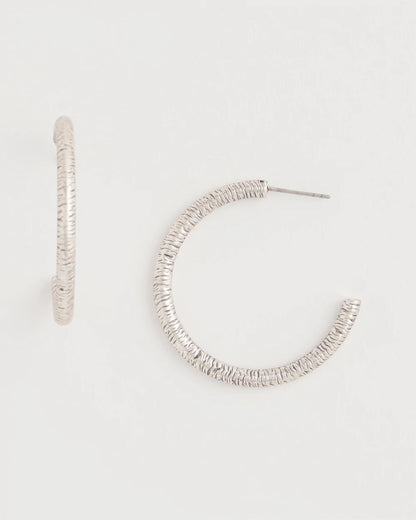 Chico's Silvertone Textured Hoop Earrings