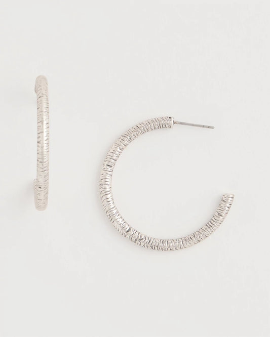 Chico's Silvertone Textured Hoop Earrings