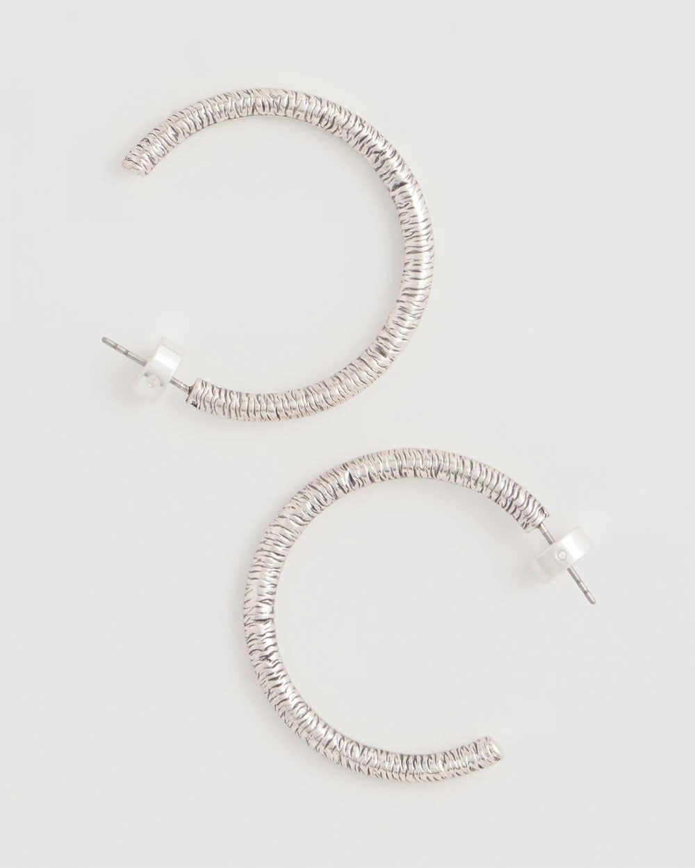 Chico's Silvertone Textured Hoop Earrings