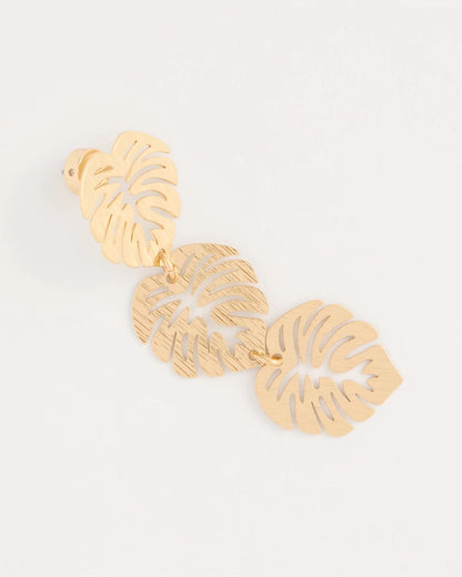 Chico's Palm Frond Linear Drop Earrings