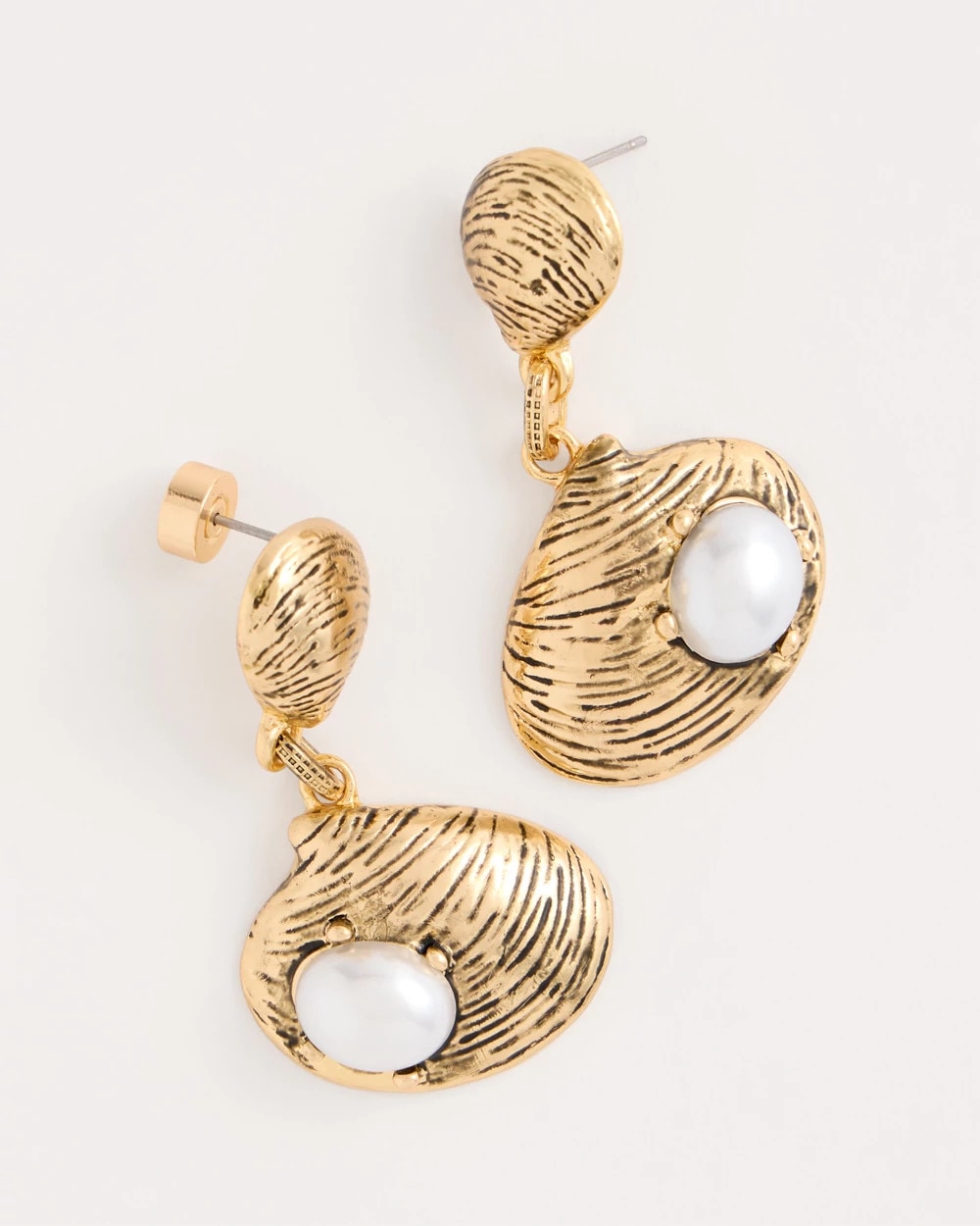 Chico's Golden Shell Drop Earrings