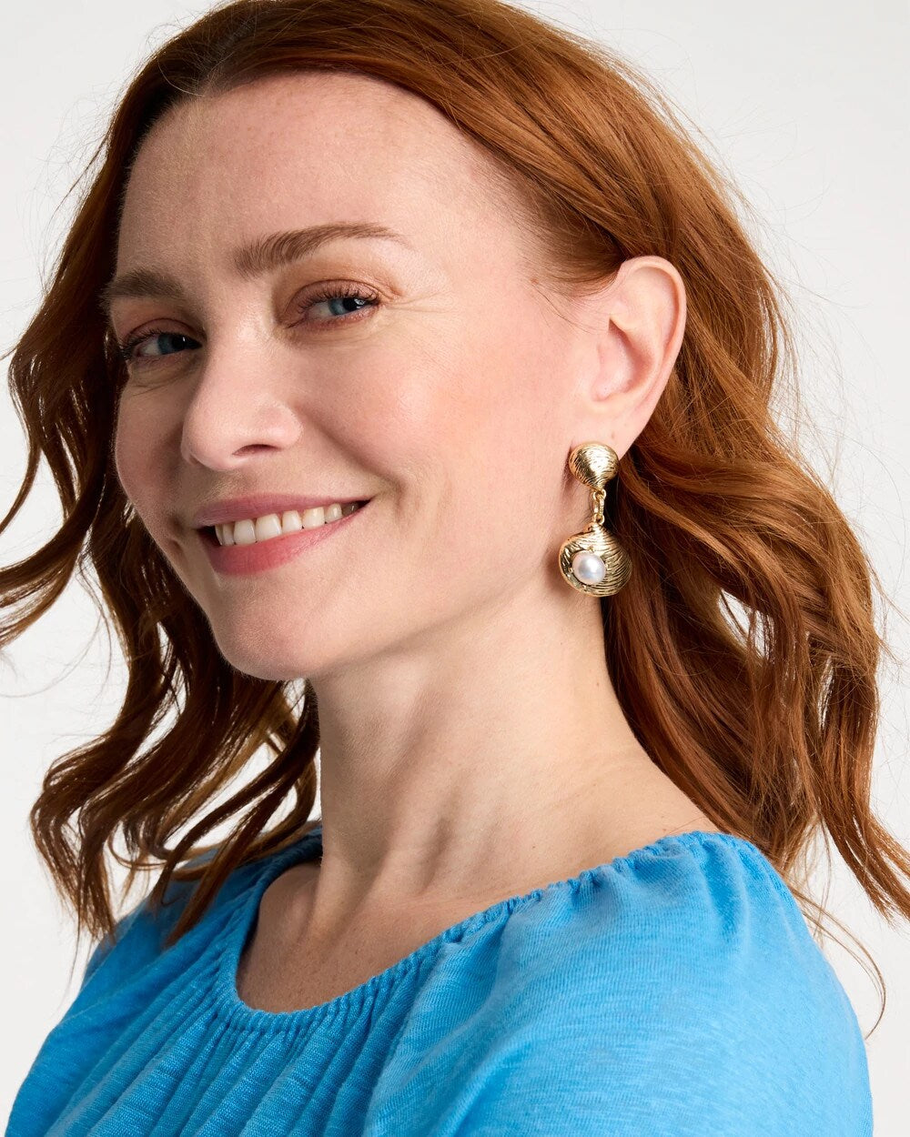 Chico's Golden Shell Drop Earrings