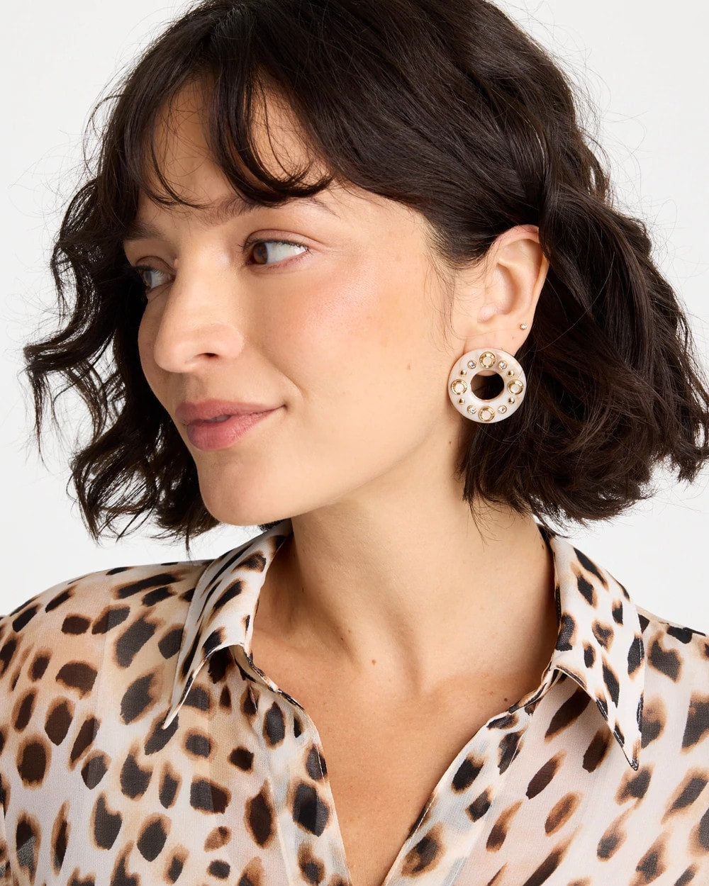 Chico's Embellished Neutral Stud Earrings