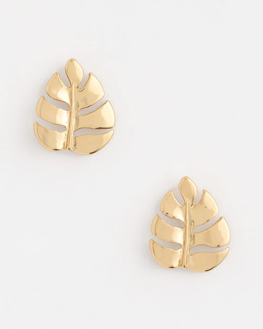 Chico's Palm Frond Stud Earrings