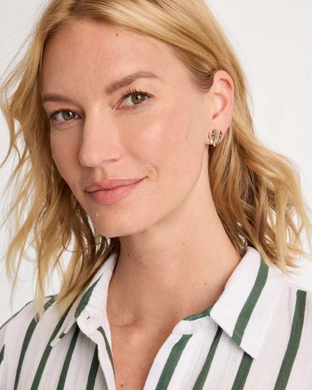 Chico's Palm Frond Stud Earrings