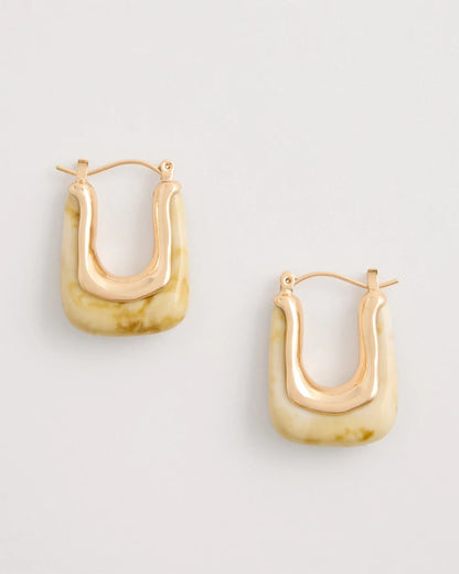 Chico's Neutral Goldtone Square Hoop Earrings