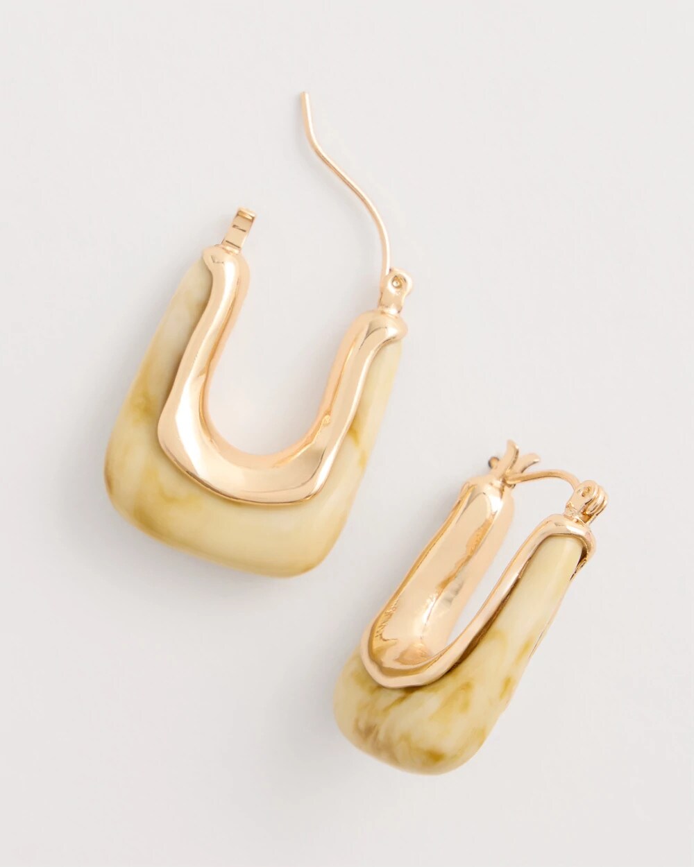 Chico's Neutral Goldtone Square Hoop Earrings