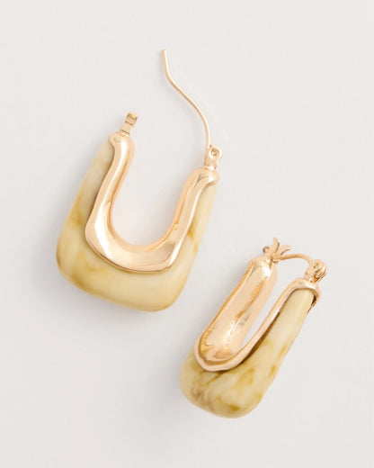 Chico's Neutral Goldtone Square Hoop Earrings