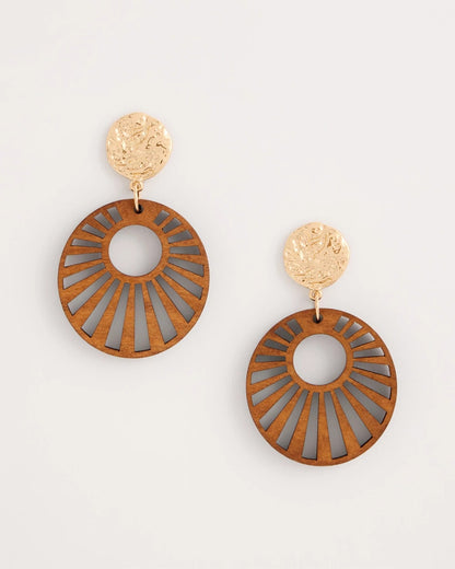 Chico's Wood Carved Sun Drop Earrings