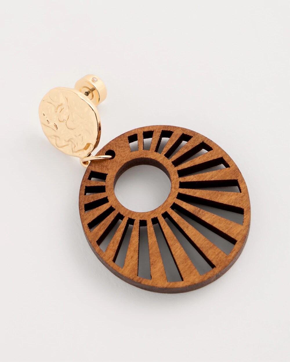 Chico's Wood Carved Sun Drop Earrings