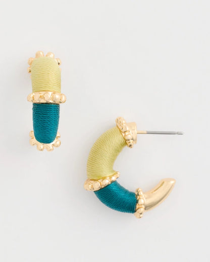 Chico's Goldtone Two-Tone Threaded Hoop Earrings