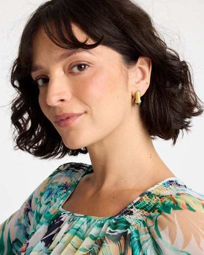 Chico's Goldtone Two-Tone Threaded Hoop Earrings