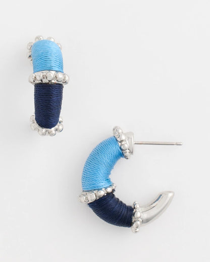 Chico's Silvertone Two-Tone Threaded Hoop Earrings