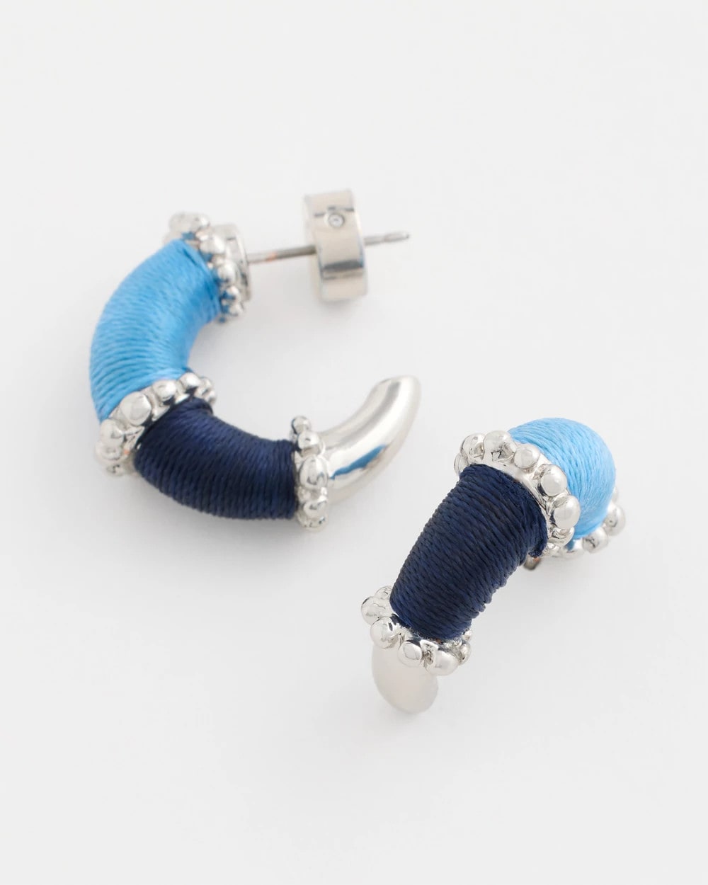 Chico's Silvertone Two-Tone Threaded Hoop Earrings