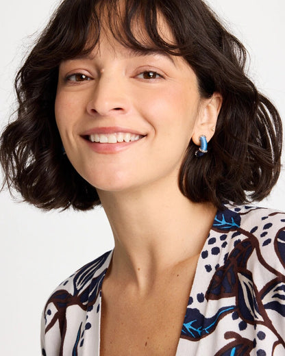 Chico's Silvertone Two-Tone Threaded Hoop Earrings