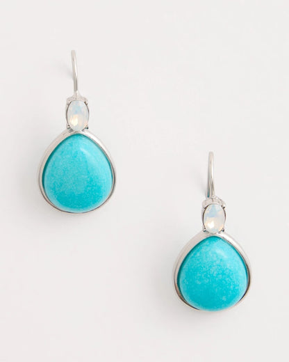 Chico's Genuine Jade Teal Teardrop Earrings