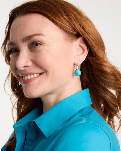 Chico's Genuine Jade Teal Teardrop Earrings