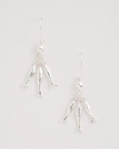 Chico's Silvertone Fish Cluster Earrings