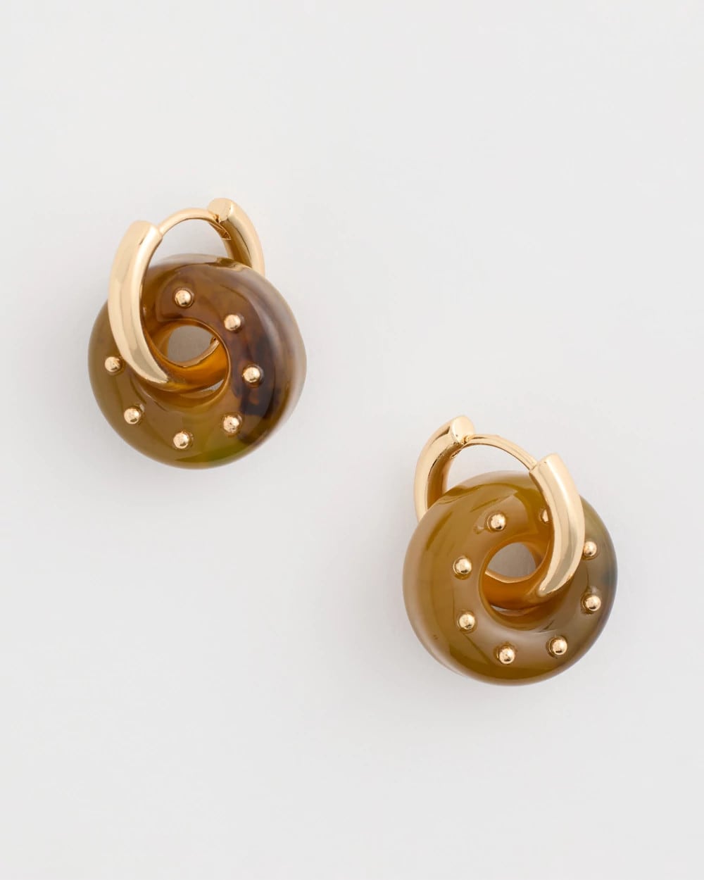 Chico's Neutral Resin Drop Hoop Earrings