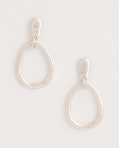 Chico's Silvertone Open Circle Drop Earrings