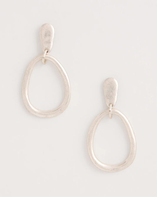 Chico's Silvertone Open Circle Drop Earrings