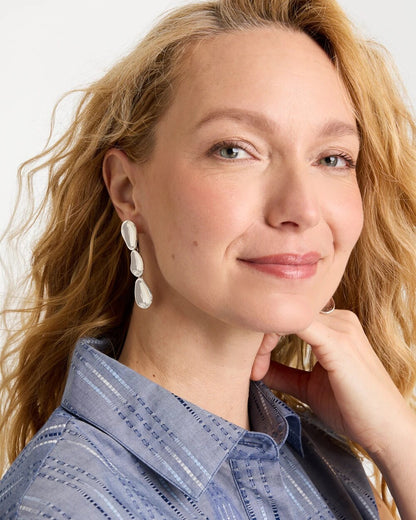 Chico's Silvertone Linear Drop Earrings