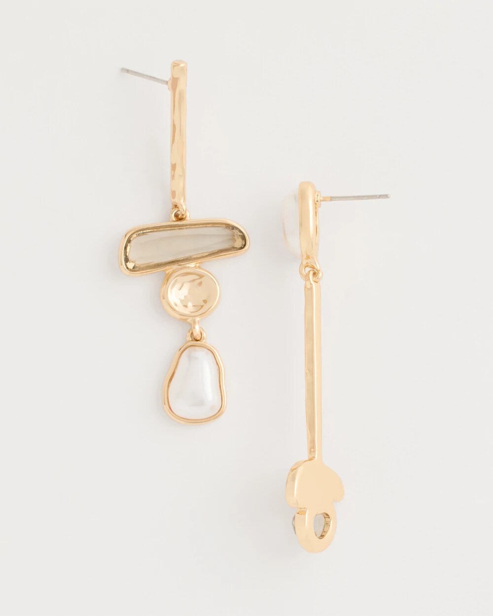 Chico's Asymmetrical Pearlescent Linear Earrings